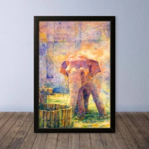 Cornice Quadro Disegno Acquarello su Elefanti (Animali e Natura) Arte [S1] 001