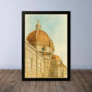 Cornice Quadro Disegno Acquarello su Firenze – Arte [S0] 002
