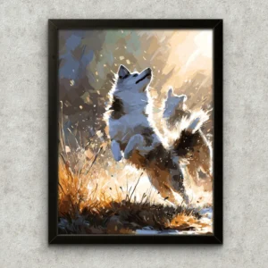 Cornice Quadro Disegno Acquarello sui Cani (Animali e Natura) Arte [S2] 003