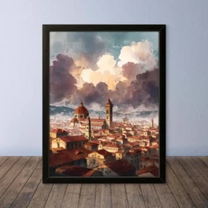 Cornice Quadro Disegno Acquarello su Firenze – Arte [S1] 004