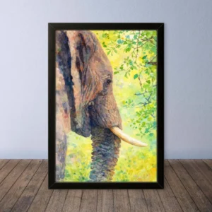 Cornice Quadro Disegno Acquarello su Elefanti (Animali e Natura) Arte [S1] 005