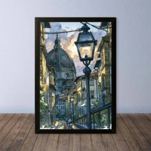 Cornice Quadro Disegno Acquarello su Firenze – Arte [S3] 005