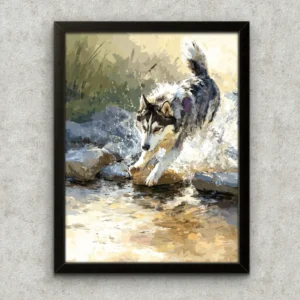 Cornice Quadro Disegno Acquarello sui Cani (Animali e Natura) Arte [S2] 006