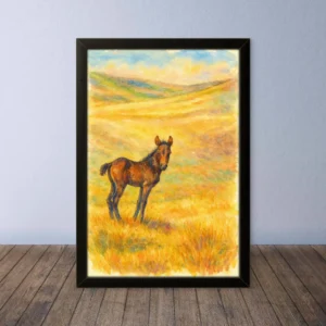 Cornice Quadro Disegno Acquarello sui Cavalli (Animali e Natura) Arte [S1] 006