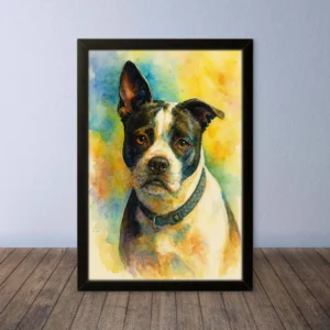 Cornice Quadro Disegno Acquarello sui Cani (Animali e Natura) Arte [S1] 006