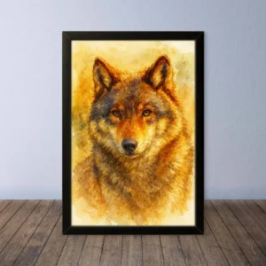Cornice Quadro Disegno Acquarello sui Lupi (Animali e Natura) Arte [S1] 007