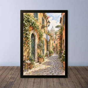 Cornice Quadro Disegno Acquarello su Roma (Colosseo, Piazza di Spagna, Vaticano) – Arte [S3] 006