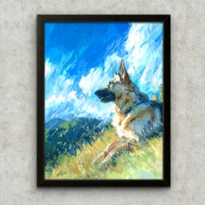 Cornice Quadro Disegno Acquarello sui Cani (Animali e Natura) Arte [S2] 008