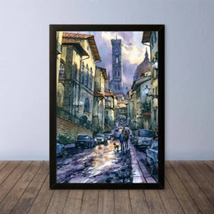 Cornice Quadro Disegno Acquarello su Firenze – Arte [S3] 009