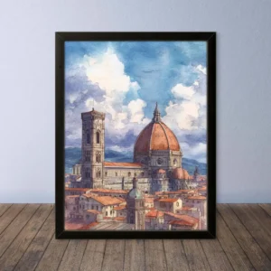 Cornice Quadro Disegno Acquarello su Firenze – Arte [S1] 010