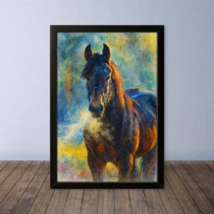 Cornice Quadro Disegno Acquarello sui Cavalli (Animali e Natura) Arte [S1] 012