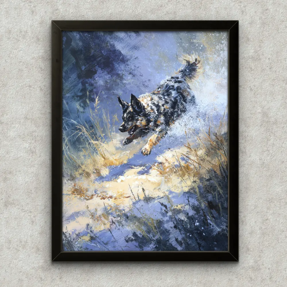 Cornice Quadro Disegno Acquarello sui Cani (Animali e Natura) Arte [S2] 012