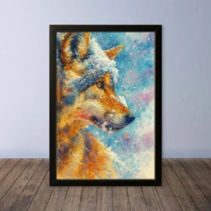 Cornice Quadro Disegno Acquarello sui Lupi (Animali e Natura) Arte [S1] 013