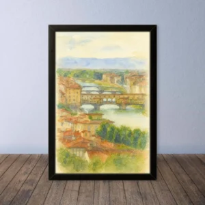 Cornice Quadro Disegno Acquarello su Firenze – Arte [S0] 016