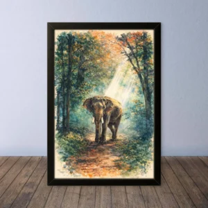 Cornice Quadro Disegno Acquarello su Elefanti (Animali e Natura) Arte [S1] 019