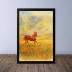 Cornice Quadro Disegno Acquarello sui Cavalli (Animali e Natura) Arte [S1] 019