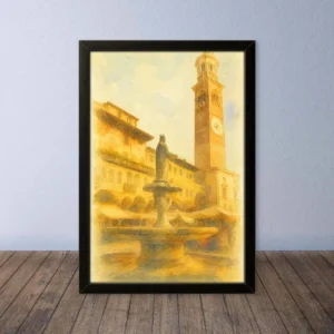 Cornice Quadro Disegno Acquarello su Firenze – Arte [S0] 019