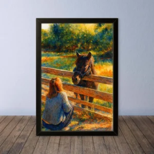 Cornice Quadro Disegno Acquarello sui Cavalli (Animali e Natura) Arte [S1] 020