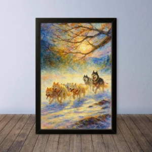Cornice Quadro Disegno Acquarello sui Cani (Animali e Natura) Arte [S1] 021