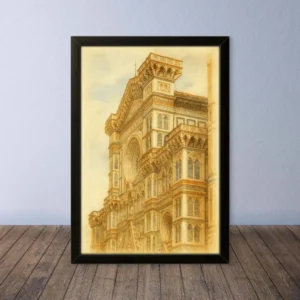Cornice Quadro Disegno Acquarello su Firenze – Arte [S0] 024