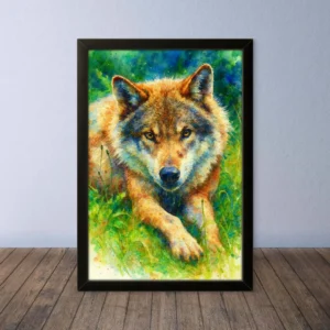 Cornice Quadro Disegno Acquarello sui Lupi (Animali e Natura) Arte [S1] 026