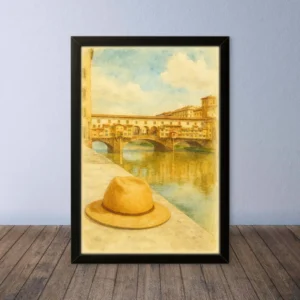 Cornice Quadro Disegno Acquarello su Firenze – Arte [S0] 026
