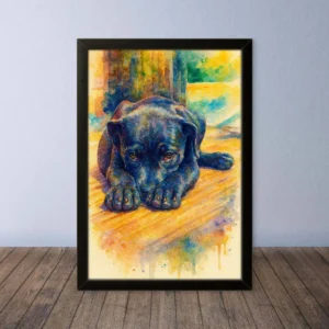 Cornice Quadro Disegno Acquarello sui Cani (Animali e Natura) Arte [S1] 026
