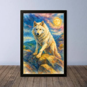 Cornice Quadro Disegno Acquarello sui Lupi (Animali e Natura) Arte [S1] 027