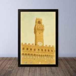 Cornice Quadro Disegno Acquarello su Firenze – Arte [S0] 028