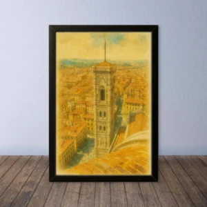 Cornice Quadro Disegno Acquarello su Firenze – Arte [S0] 036