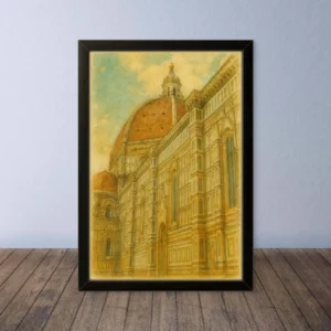 Cornice Quadro Disegno Acquarello su Firenze – Arte [S0] 037