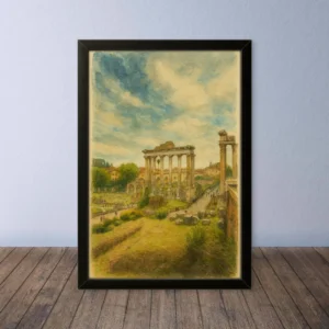 Cornice Quadro Disegno Acquarello su Firenze – Arte [S0] 047
