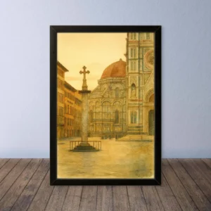 Cornice Quadro Disegno Acquarello su Firenze – Arte [S0] 048