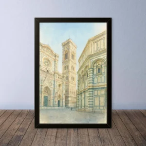 Cornice Quadro Disegno Acquarello su Firenze – Arte [S0] 050