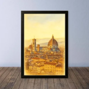 Cornice Quadro Disegno Acquarello su Firenze – Arte [S0] 052