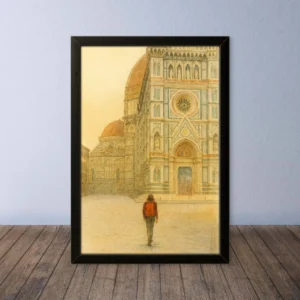 Cornice Quadro Disegno Acquarello su Firenze – Arte [S0] 059