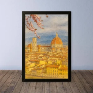 Cornice Quadro Disegno Acquarello su Firenze – Arte [S0] 060