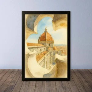 Cornice Quadro Disegno Acquarello su Firenze – Arte [S0] 061