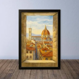 Cornice Quadro Disegno Acquarello su Firenze – Arte [S0] 066