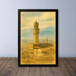Cornice Quadro Disegno Acquarello su Firenze – Arte [S0] 075