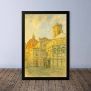 Cornice Quadro Disegno Acquarello su Firenze – Arte [S0] 079
