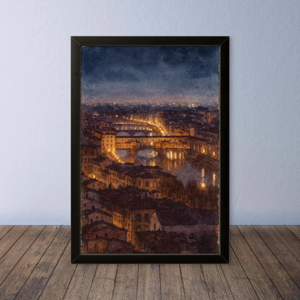 Cornice Quadro Disegno Acquarello su Firenze – Arte [S0] 082