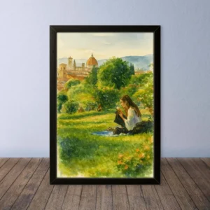 Cornice Quadro Disegno Acquarello su Firenze – Arte [S0] 084