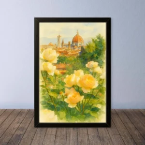 Cornice Quadro Disegno Acquarello su Firenze – Arte [S0] 085