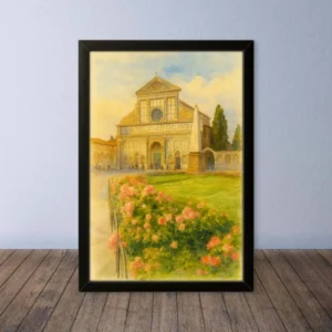 Cornice Quadro Disegno Acquarello su Firenze – Arte [S0] 086