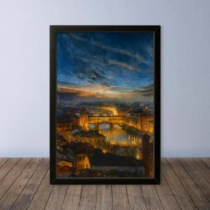 Cornice Quadro Disegno Acquarello su Firenze – Arte [S0] 087