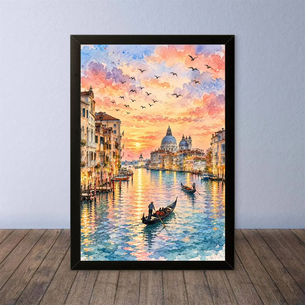 Cornice Quadro Disegno Acquarello su Venezia – Arte [S3] 088