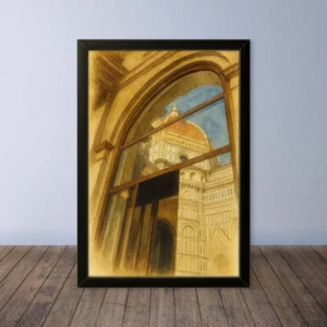 Cornice Quadro Disegno Acquarello su Firenze – Arte [S0] 090