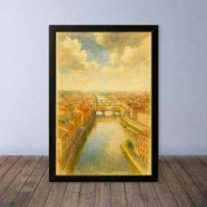 Cornice Quadro Disegno Acquarello su Firenze – Arte [S0] 091