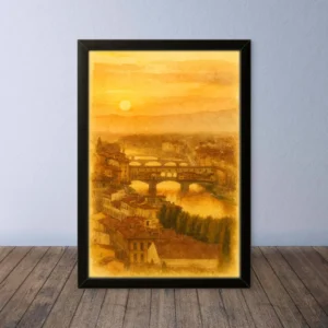 Cornice Quadro Disegno Acquarello su Firenze – Arte [S0] 092